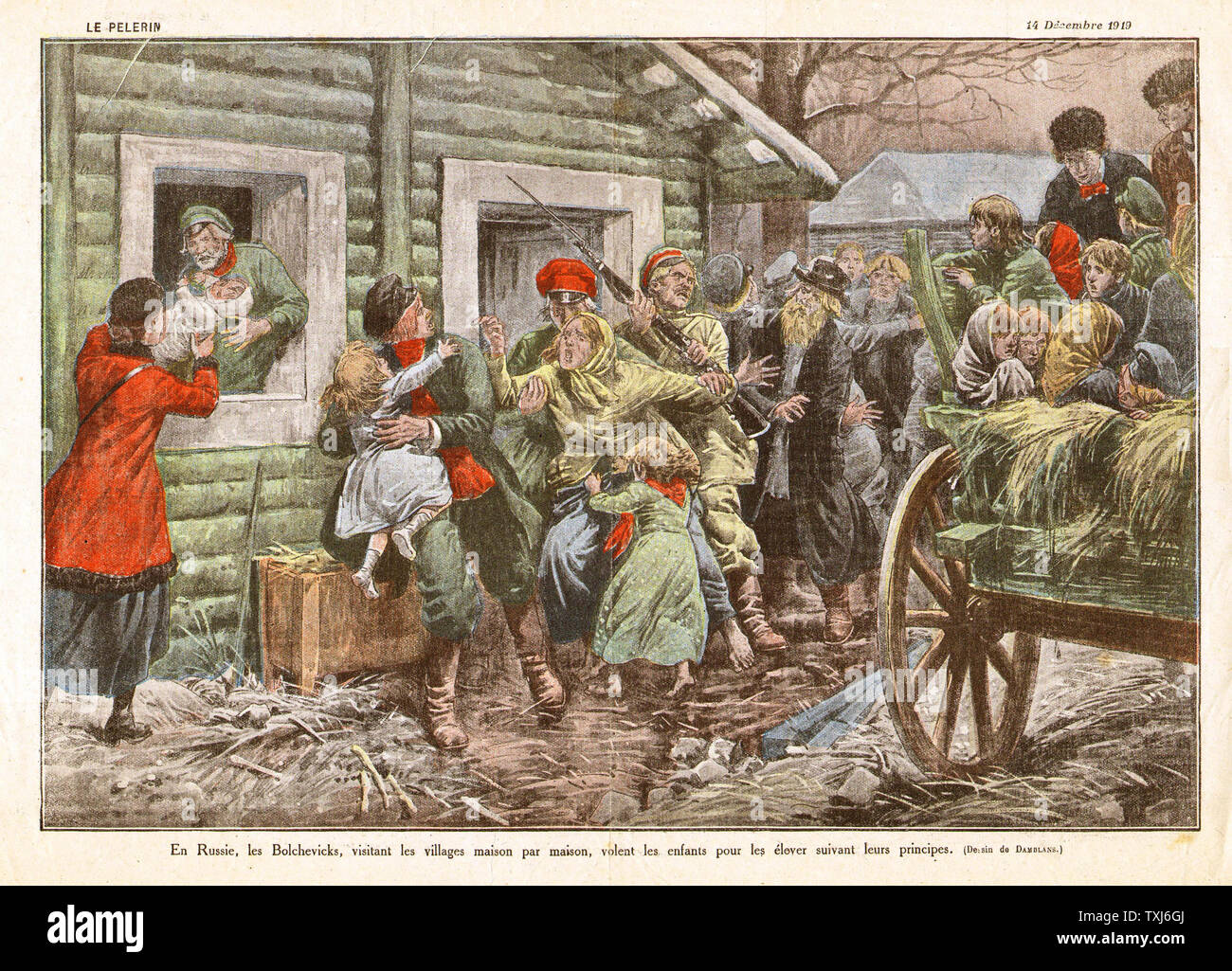 1919 La rivista Perelin illustrazione russa di reporting dei disordini civili con i bolscevichi Foto Stock