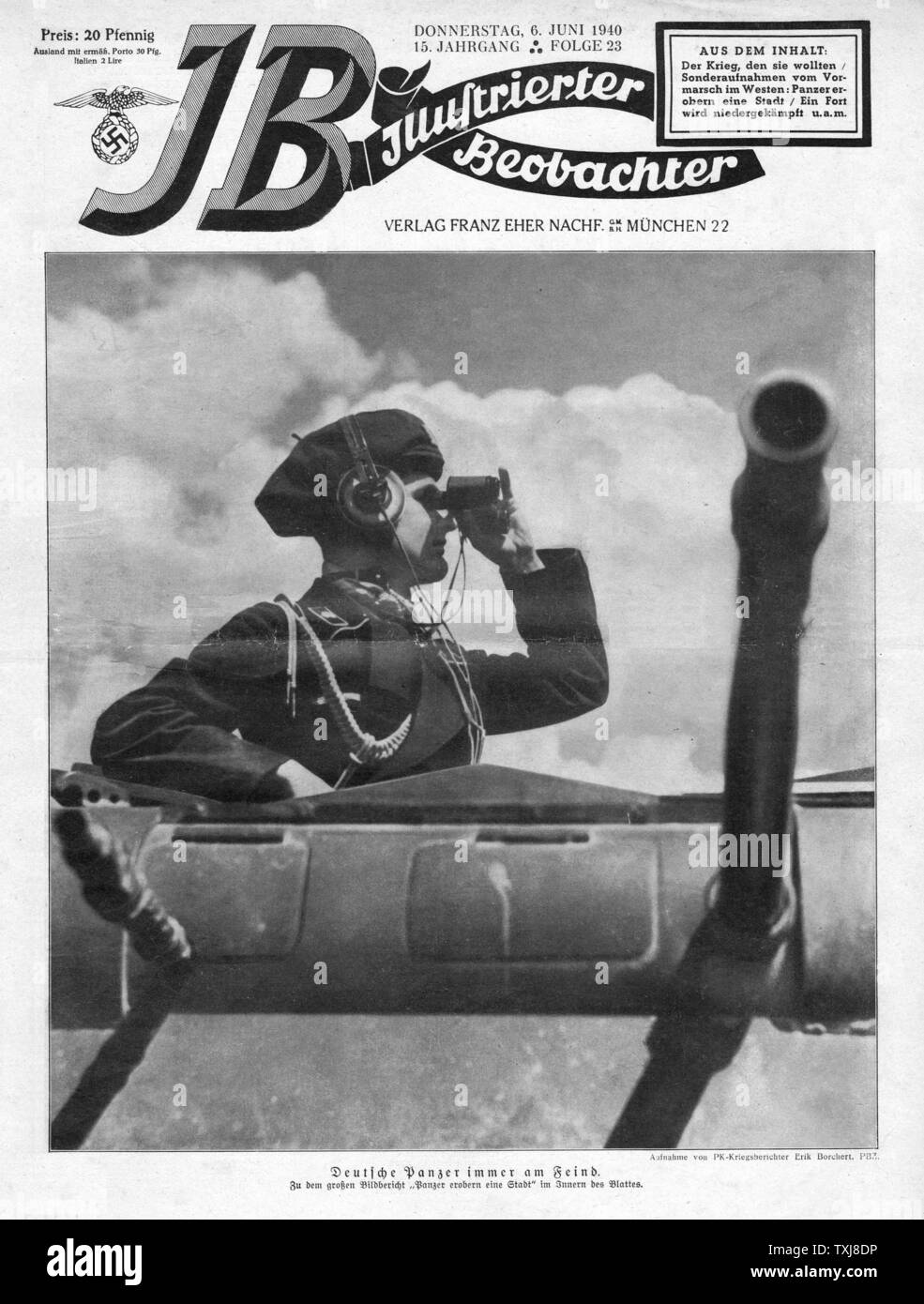 1940 Illustrierte Beobachter Wehrmacht Panzer, esercito tedesco serbatoio Foto Stock