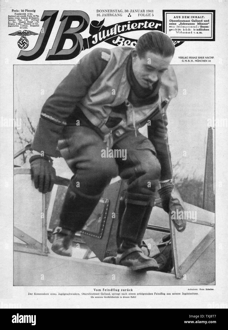 1941 Illustrierte Beobachter General-Major Adolf Galland (come Lt. Il colonnello) Foto Stock