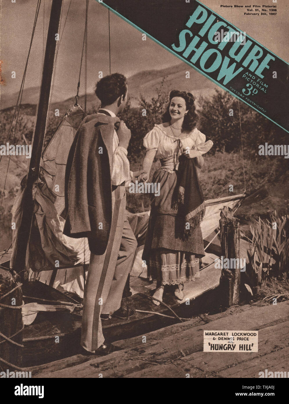1947 Picture Show magazine pagina anteriore Margaret Lockwood e Dennis Prezzo in Hungry Hill Foto Stock
