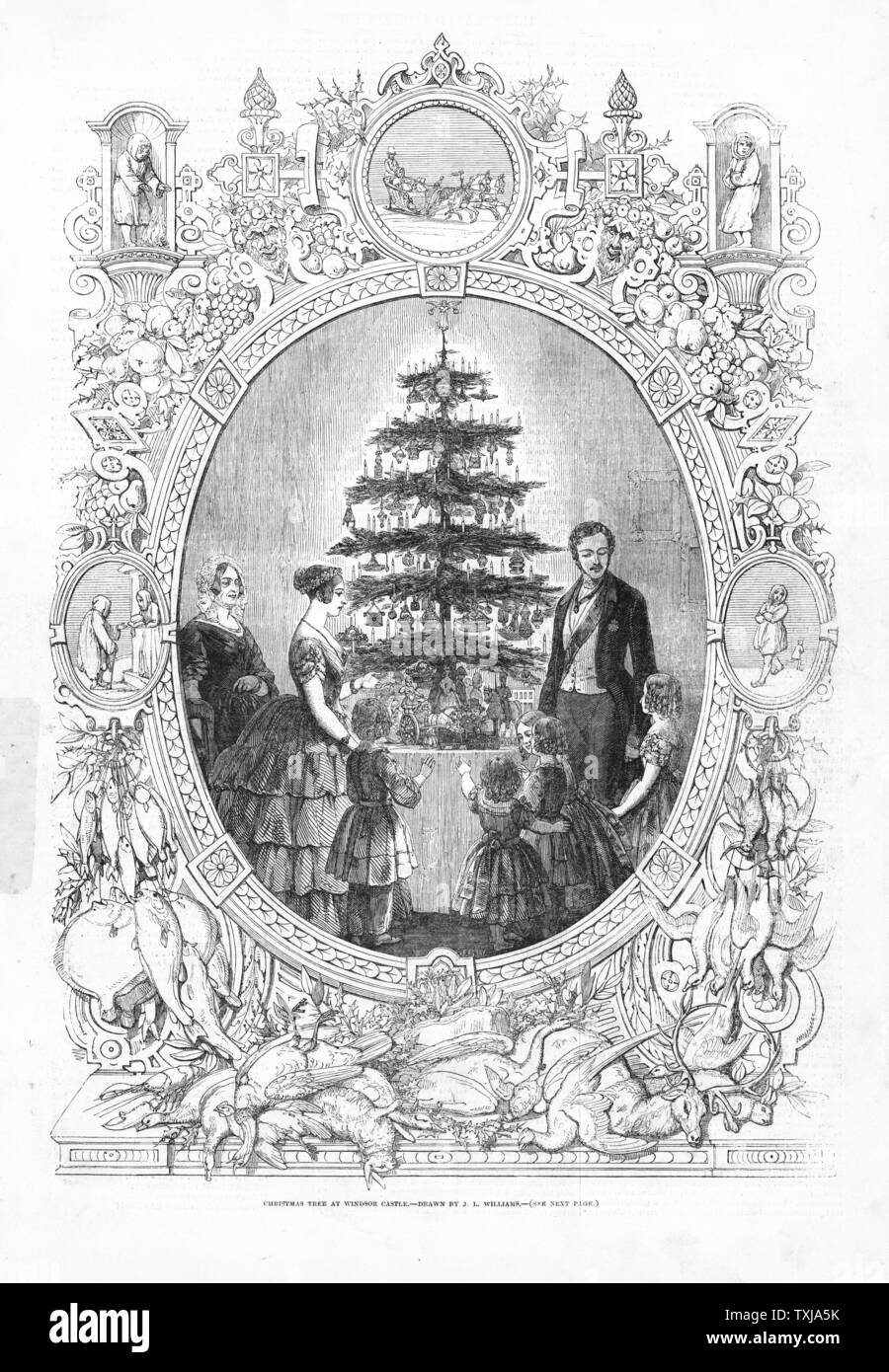 1848 Illustrated London News Natale al Castello di Windsor Foto Stock