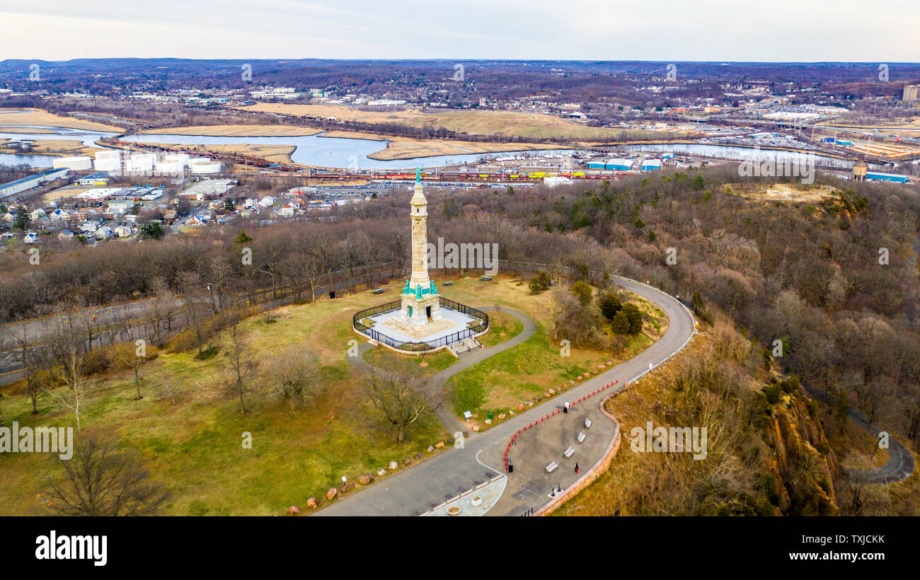 Soldati e marinai monumento, East Rock Park, New Haven, CT, Stati Uniti d'America Foto Stock