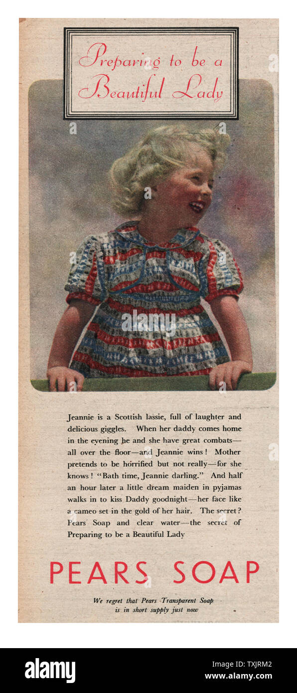 1945 La rivista britannica Pere Annuncio di sapone Foto Stock