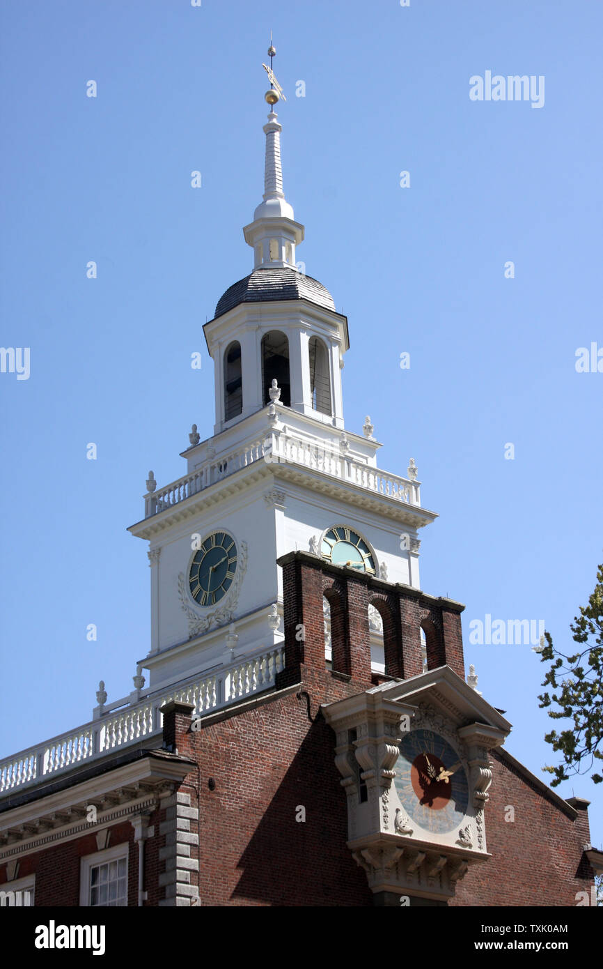 La torre di Independence Hall di Filadelfia, PA, Stati Uniti d'America Foto Stock