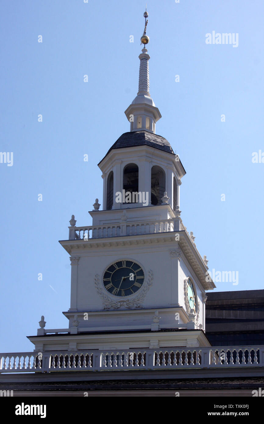 La torre di Independence Hall di Filadelfia, PA, Stati Uniti d'America Foto Stock
