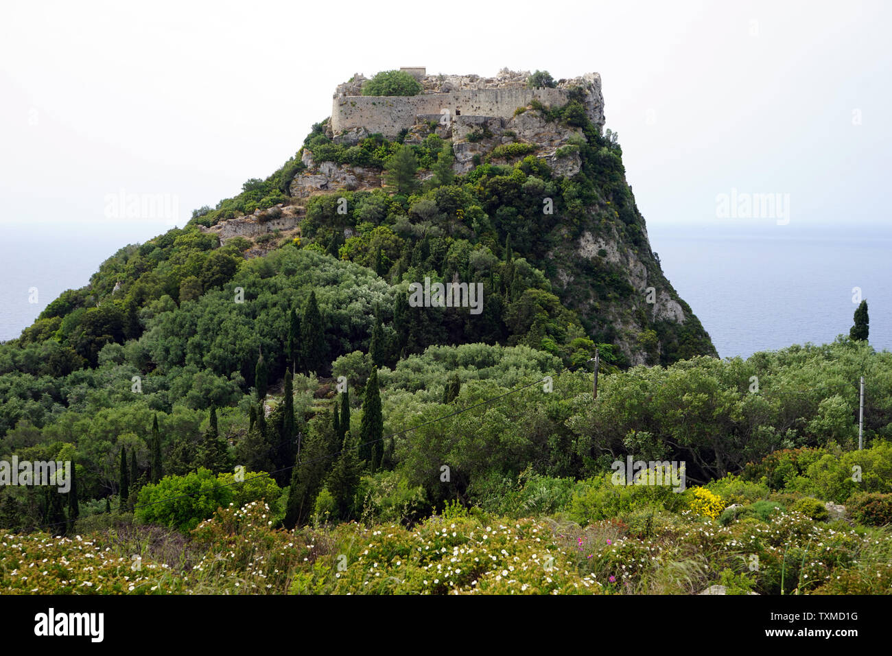 Rovine all'interno Angelokastro fortezza sulla costa occidentale dell'isola di Corfù, Grecia Foto Stock