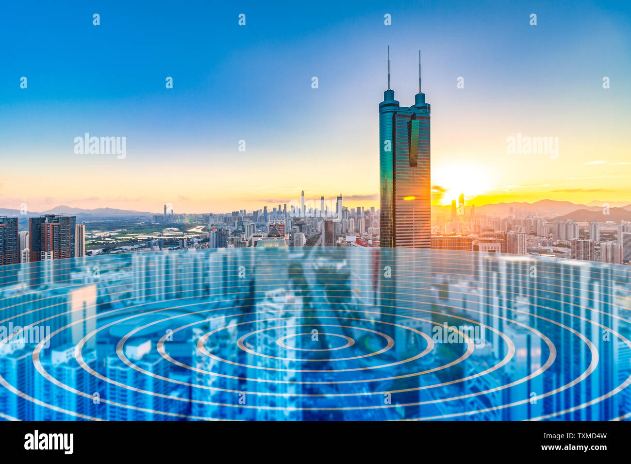 Città di Shenzhen paesaggi e per la scienza e la tecnologia Concept Foto Stock