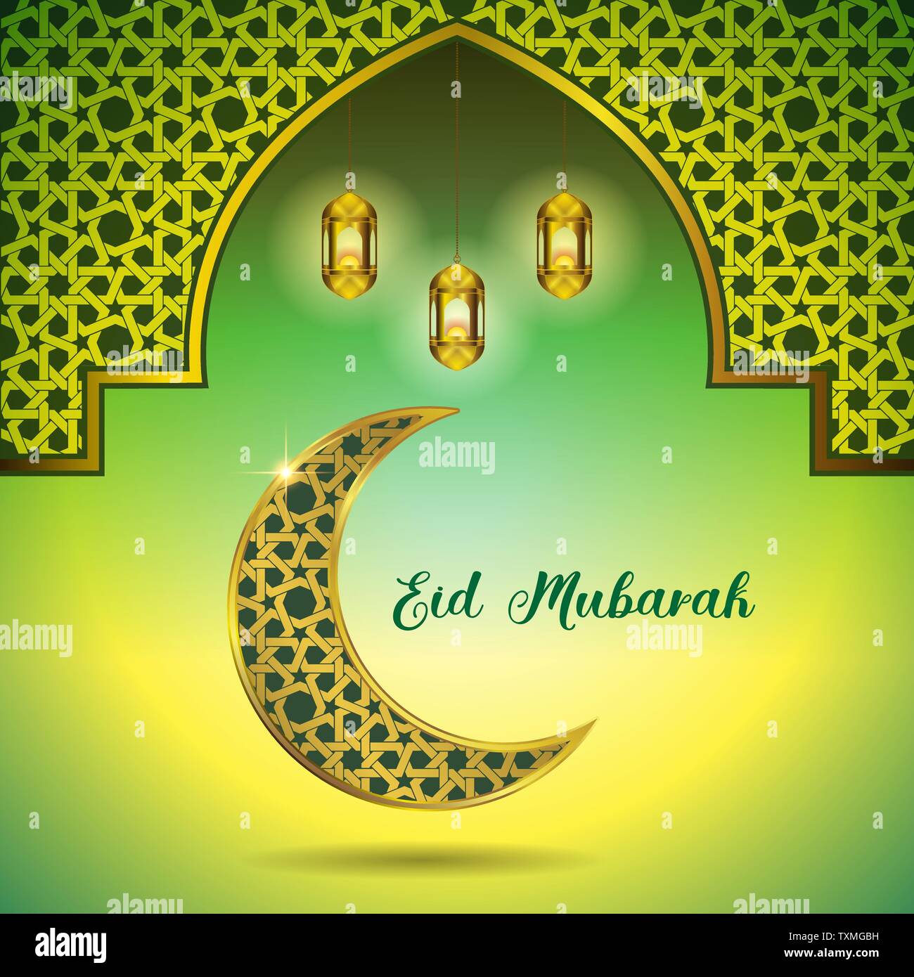Eid Mubarak saluto di arte islamica Illustrazione Vettoriale