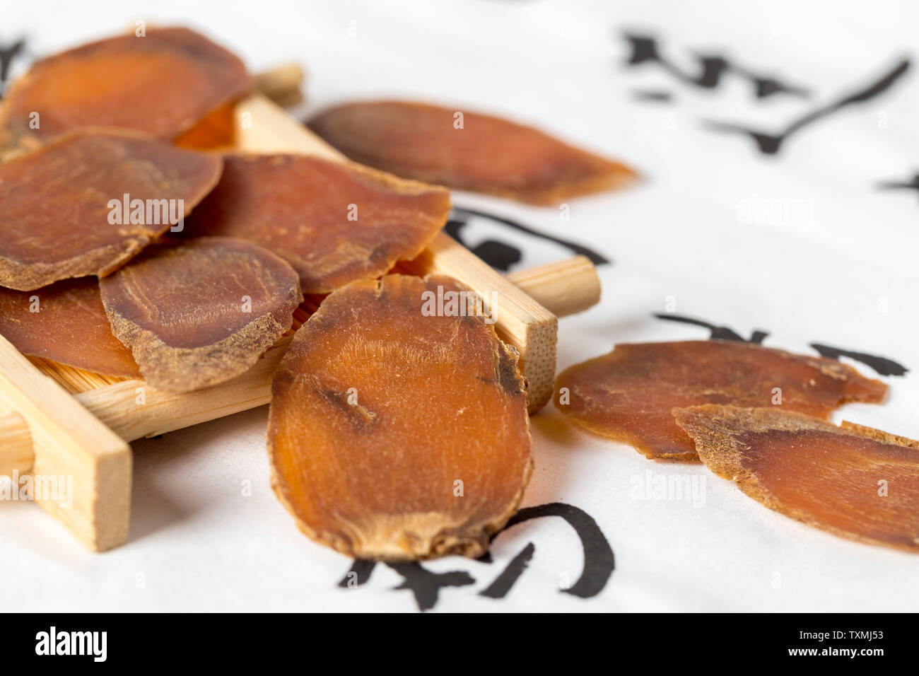 Medicina Tradizionale Cinese unico prodotto close-up ginseng rosso Foto Stock