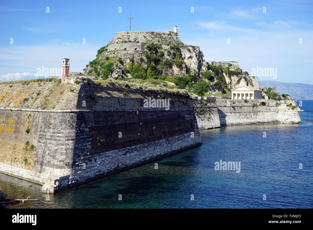 Corfù, Grecia - circa nel maggio 2019 Saint George tempio in fortezza vecchia Foto Stock