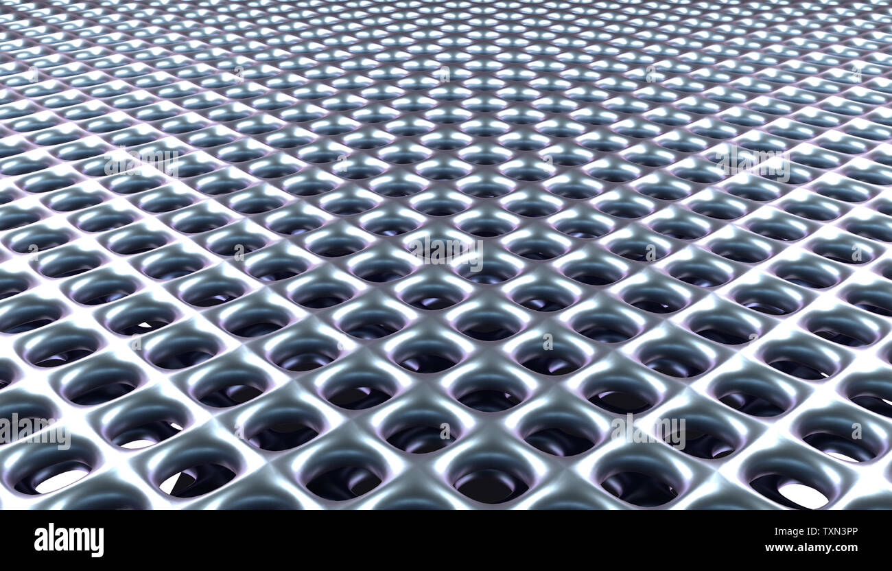 In acciaio lucido di griglia utilizzando come background moderno, rendering 3D Foto Stock