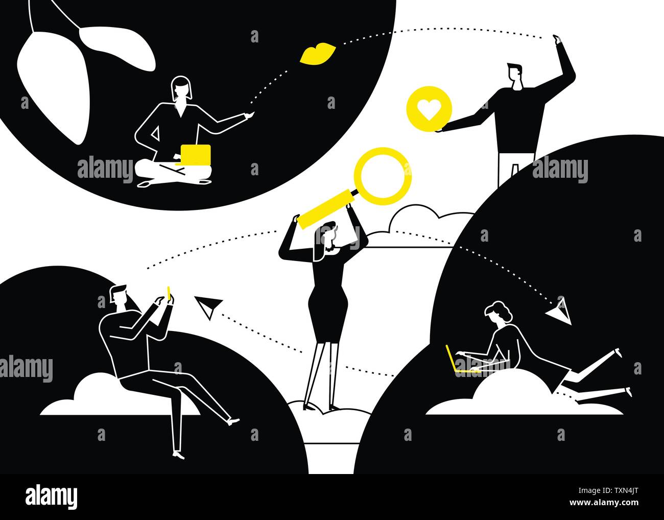 Dating app - piatto stile design illustrazione vettoriale Illustrazione Vettoriale