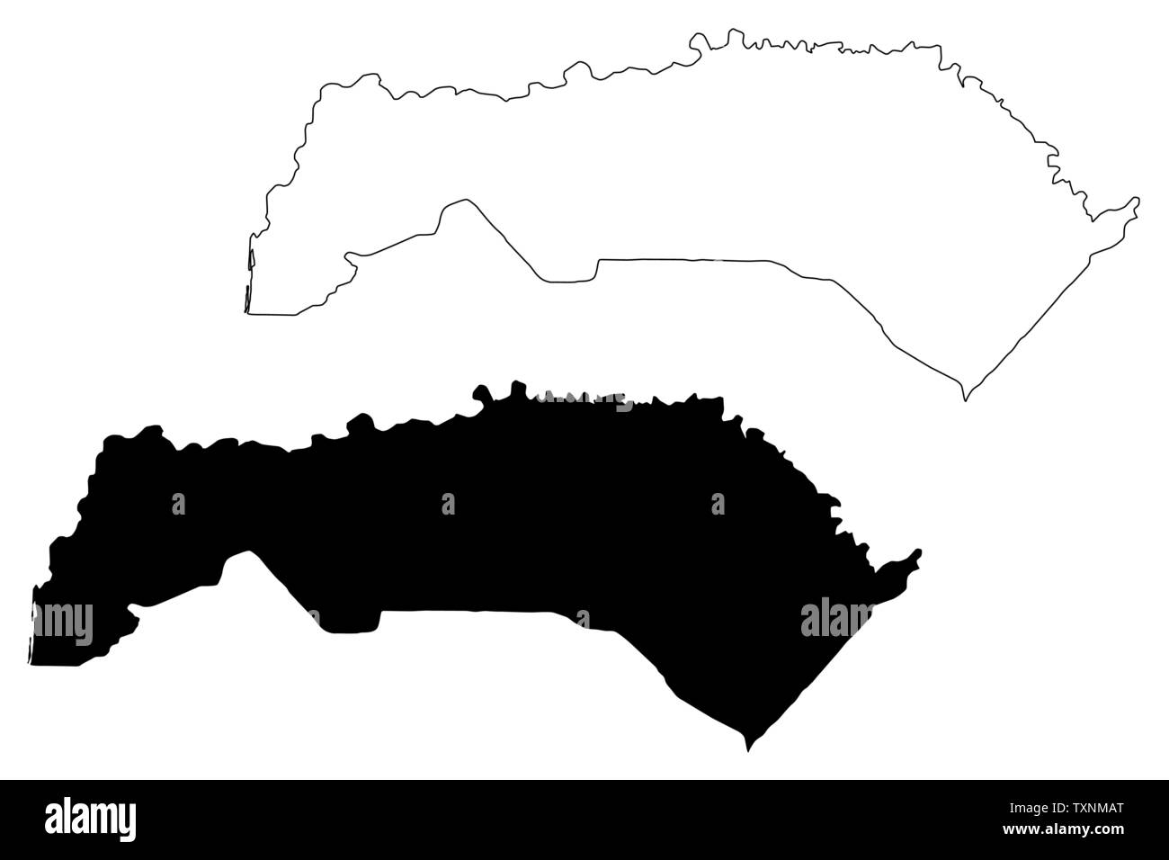 Saint-Louis regione (regioni del Senegal, Repubblica del Senegal) mappa illustrazione vettoriale, scribble schizzo Saint-Louis mappa Illustrazione Vettoriale