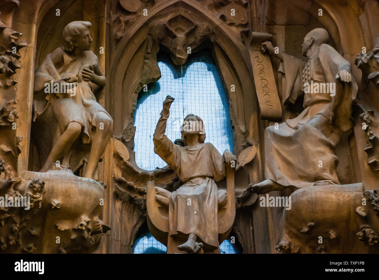 Egli stile naturalistico facciata della Natività della Sagrada Familia Bacelona Foto Stock