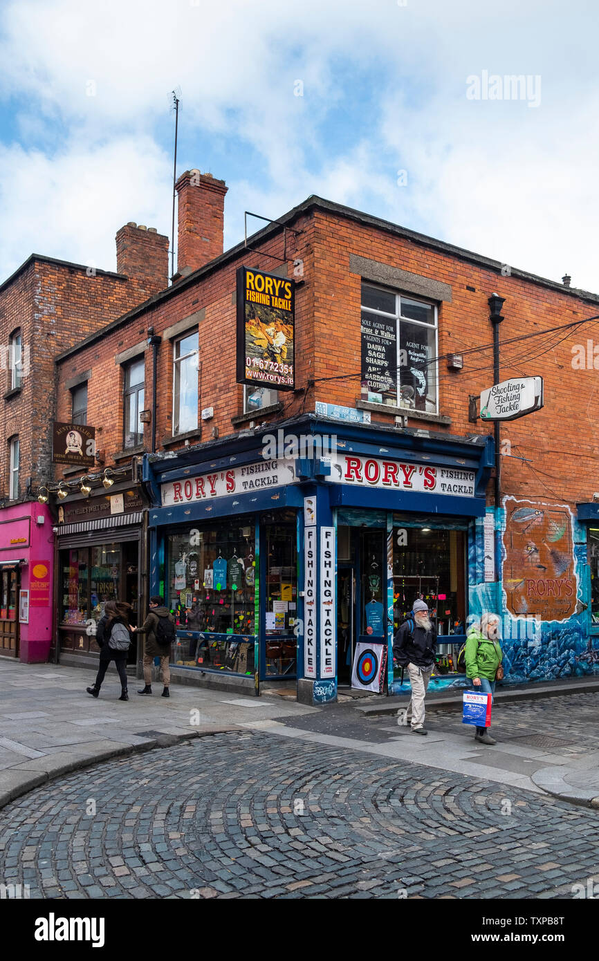 Rory's Fishing Tackle shop, Dublino, Irlanda Foto Stock