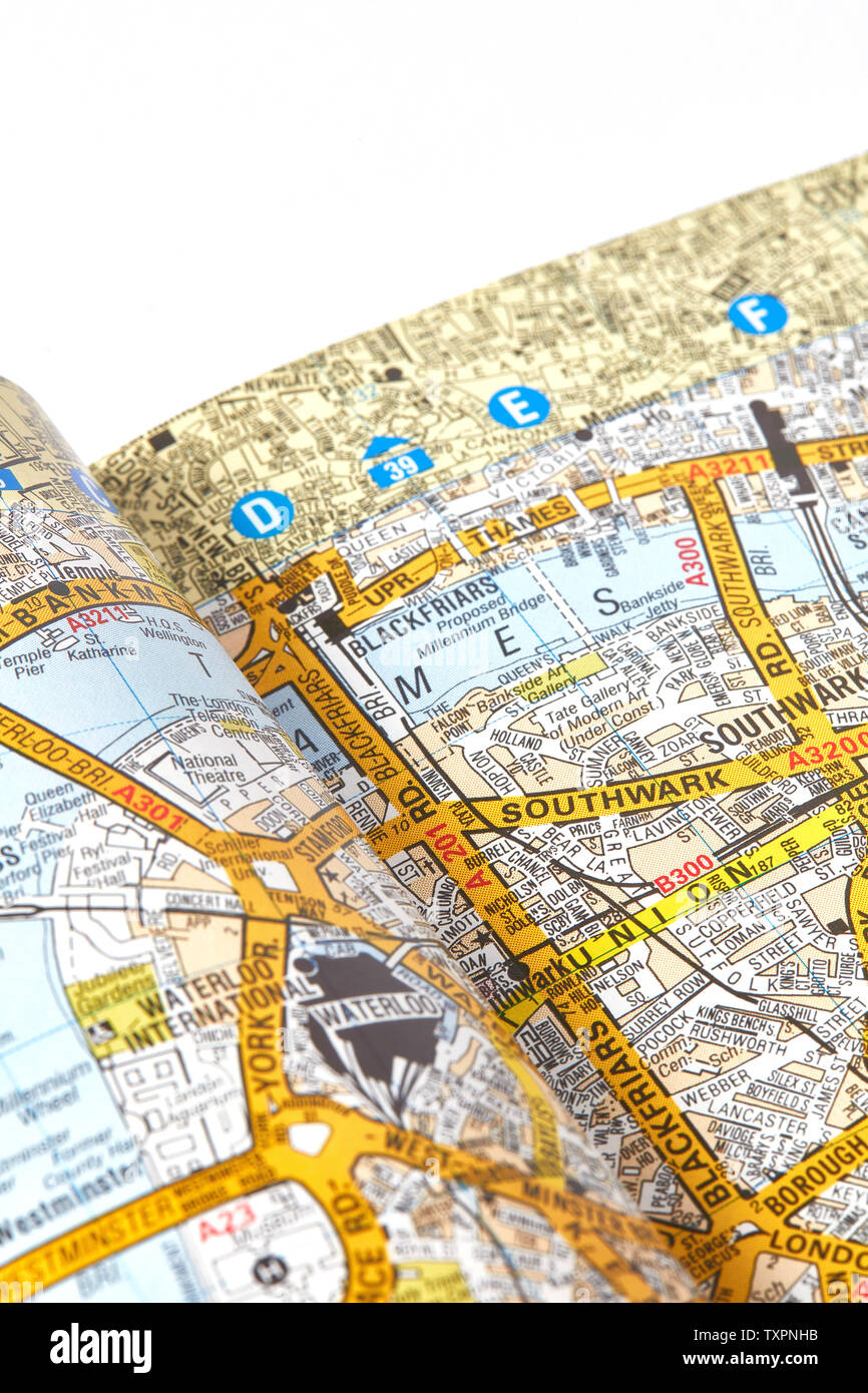 La vecchia Londra dalla A alla Z Mappa pre-dating applicazioni dello smartphone Foto Stock