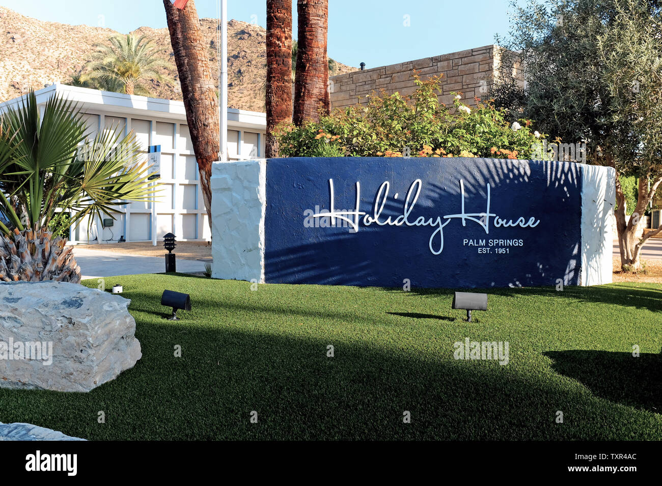 Holiday House boutique hotel nel centro cittadino di Palm Springs, California, Stati Uniti d'America progettato dall architetto Herbert W. Burns. Foto Stock