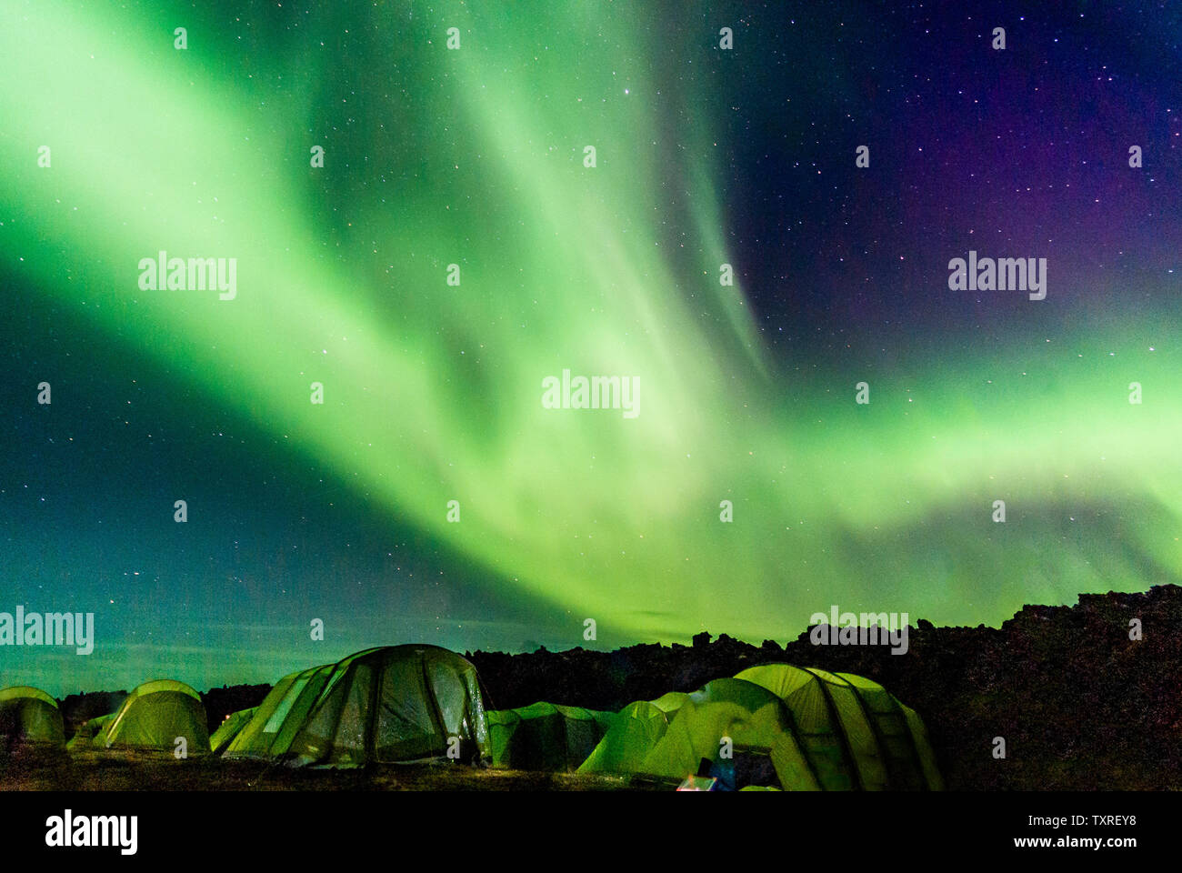 Luci del nord, Islanda. Foto Stock