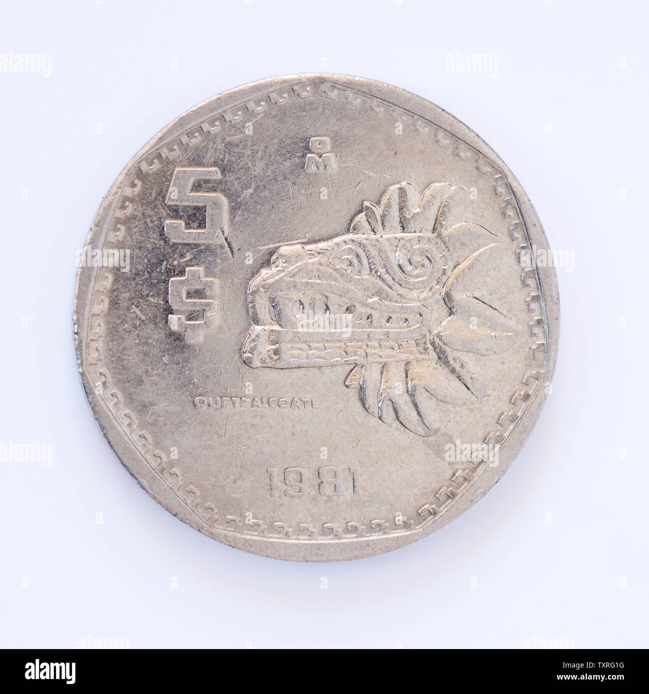 Messico 5 pesos Coin - 1981 Foto Stock
