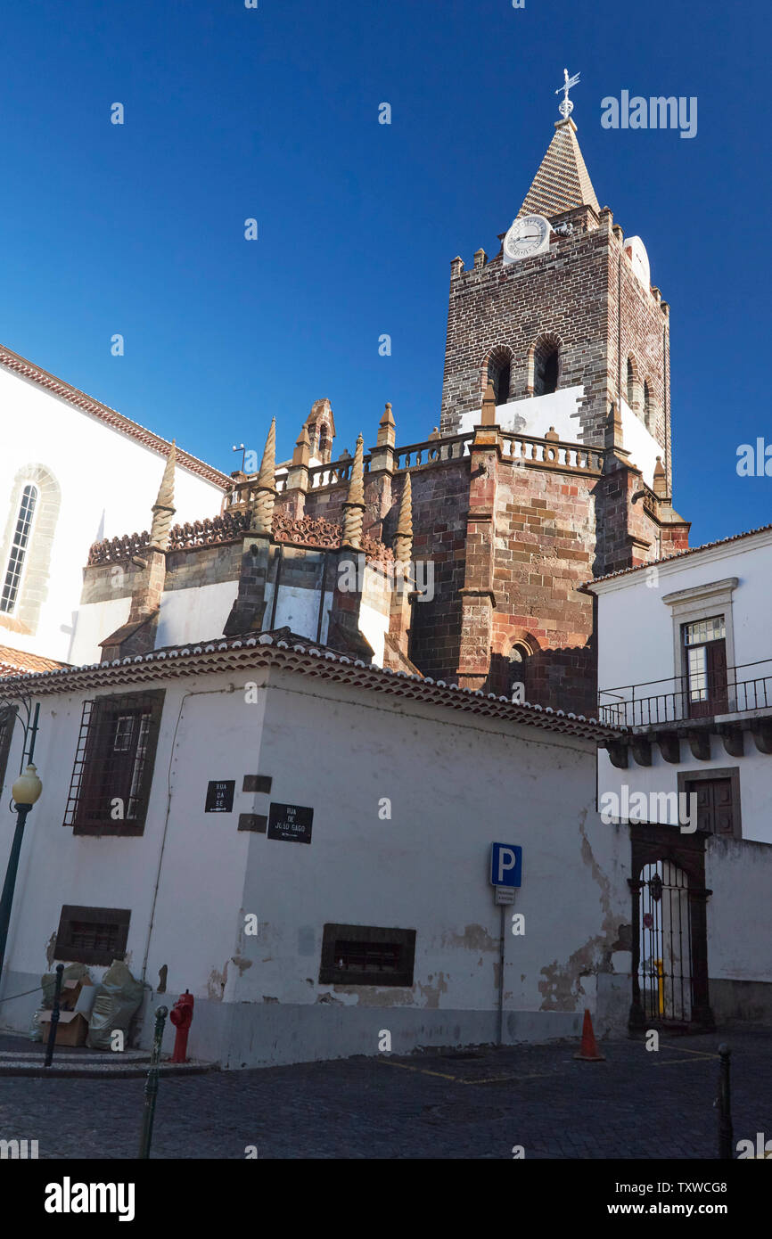 Aspetti della Cattedrale di Nostra Signora dell'Assunzione a Funchal, Madeira, Portogallo Foto Stock
