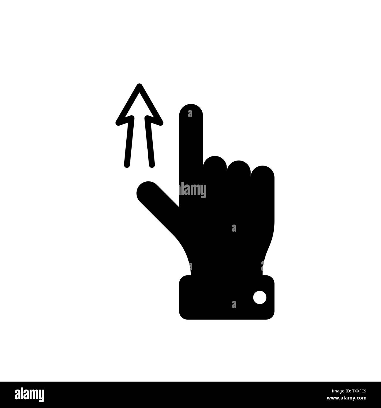 Vector touch screen gesture swipe fino a mano pittogramma del dito icona per dispositivi mobili o siti web. Piatto simbolo di illustrazione Illustrazione Vettoriale