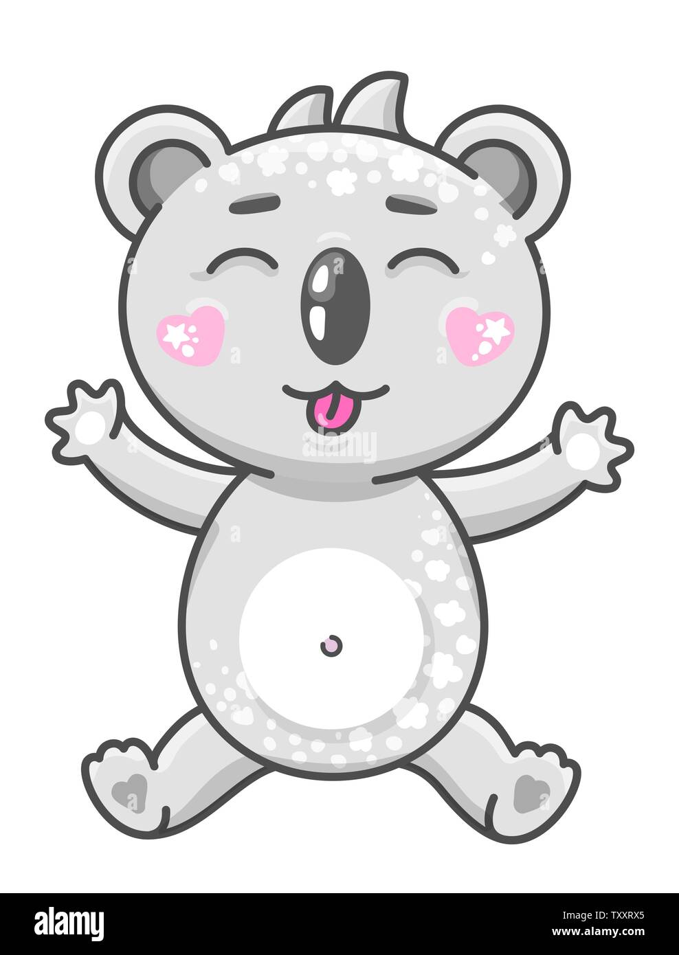 Graziosi koala cartoon illustrazione vettoriale. Sorridente baby koala animale in stile kawaii isolati su sfondo bianco. Illustrazione Vettoriale