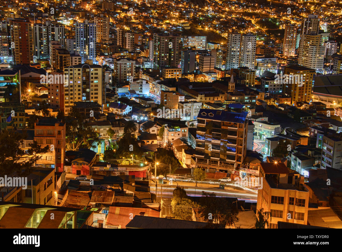 Vista della città dalla Killi Killi Viewpoint, La Paz, Bolivia Foto Stock