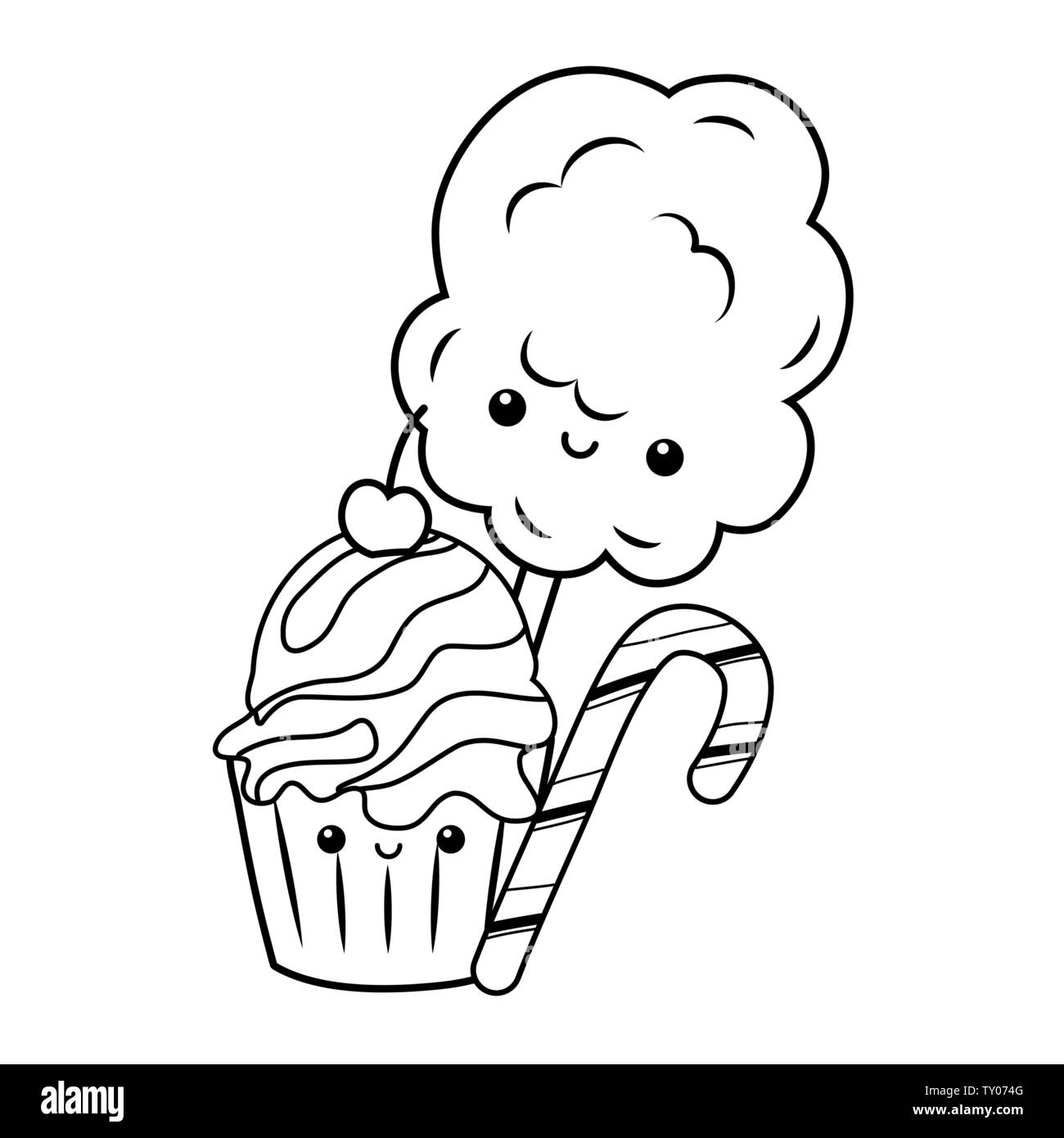 Isolato sweet food design, dessert deliziosi snack di zucchero e gustosi piatti a tema illustrazione vettoriale Illustrazione Vettoriale