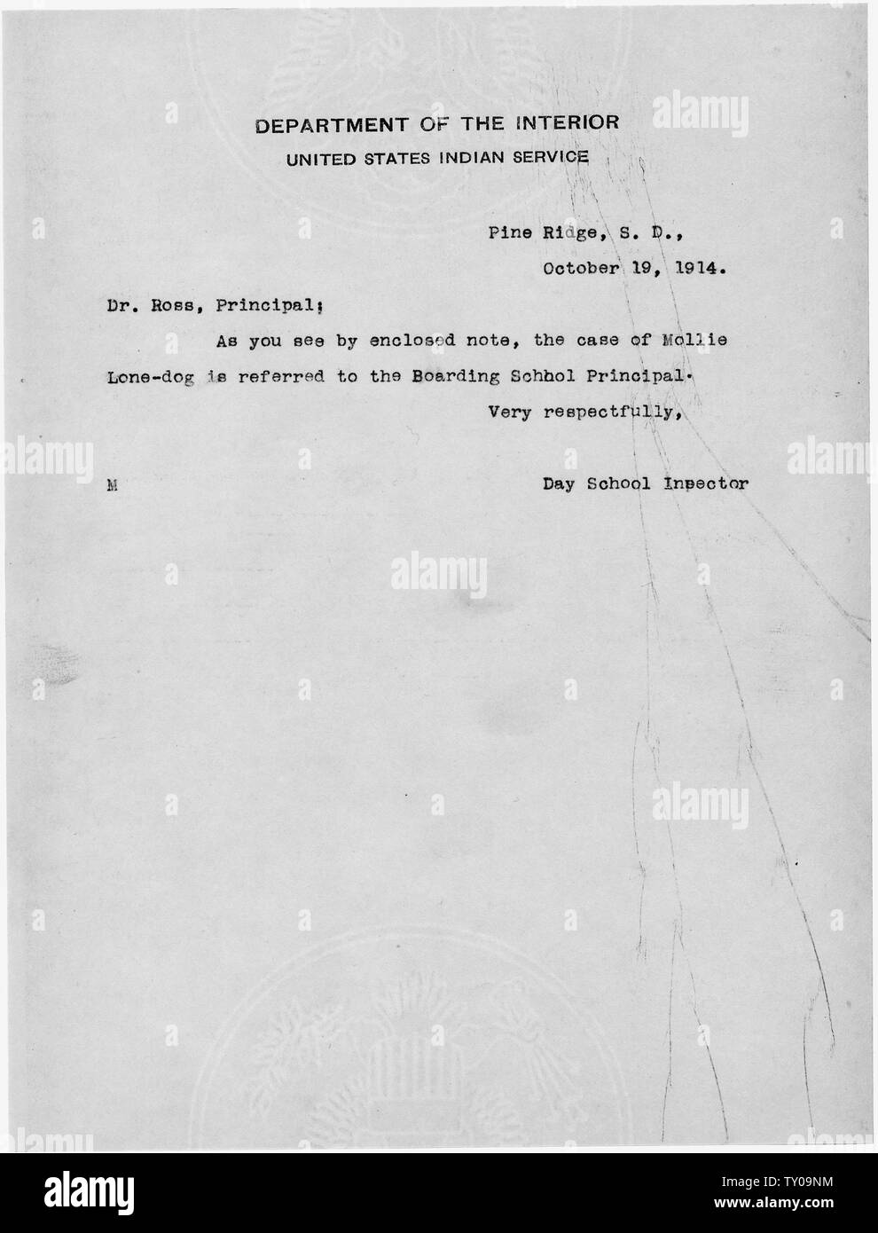 Giorno ispettore scolastico a Dr Ross. Foto Stock