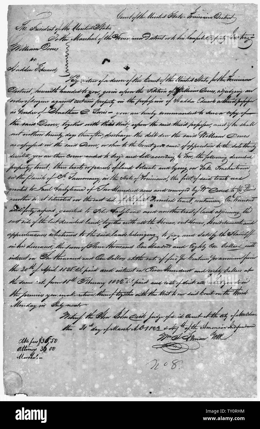 Il documento archiviato in caso di Stati Uniti v. Haden Edwards Foto Stock