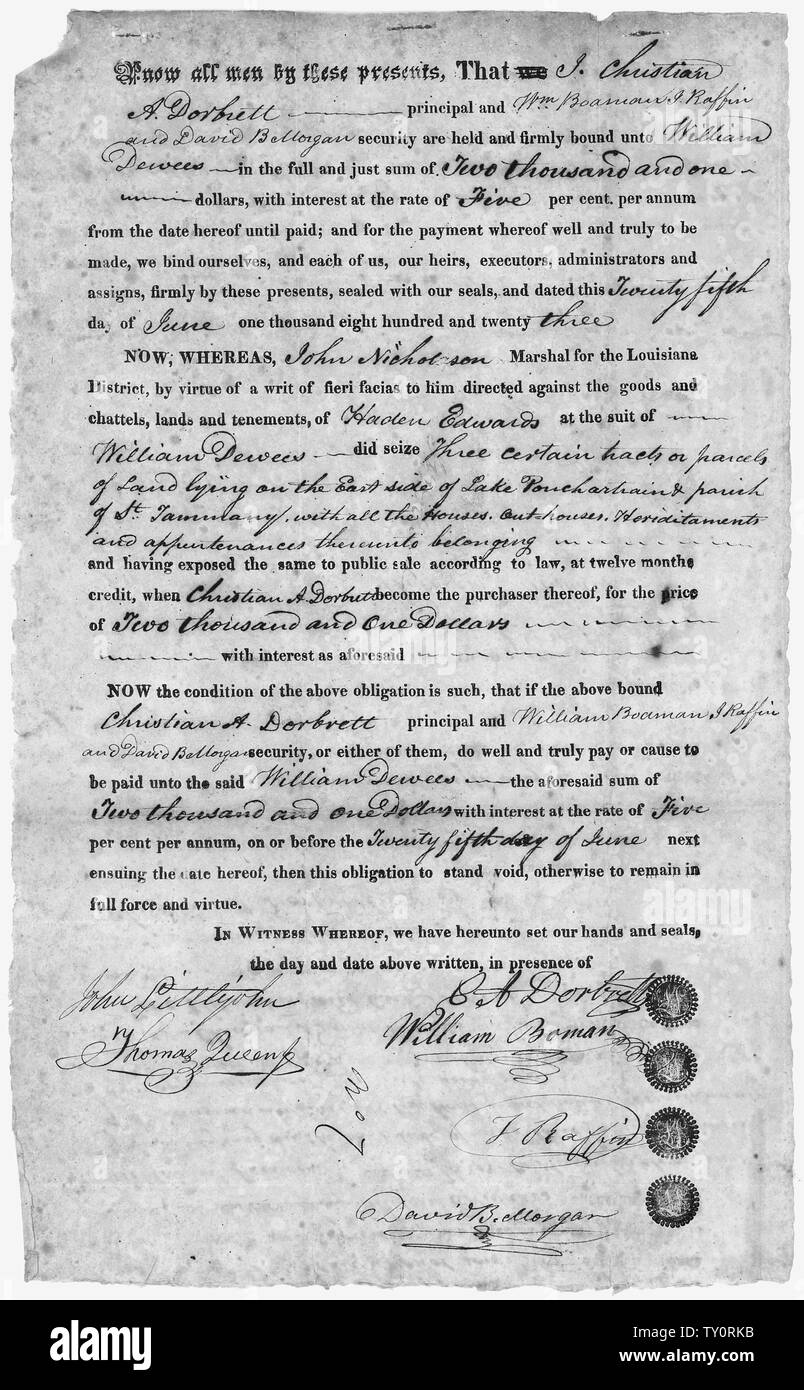 Il documento archiviato in caso di Stati Uniti v. Haden Edwards Foto Stock