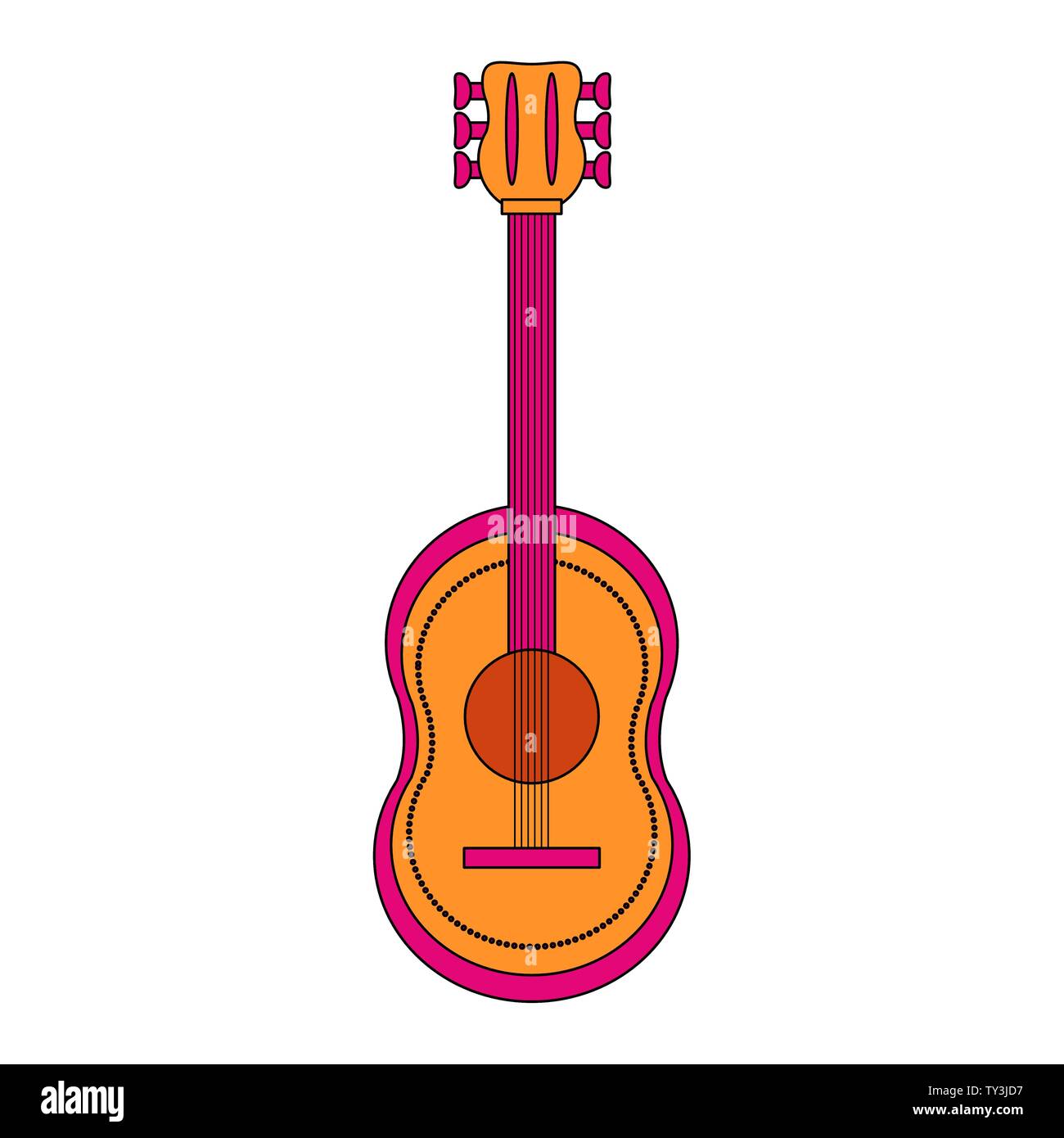 Chitarra acustica musin icona dello strumento isolato Illustrazione Vettoriale