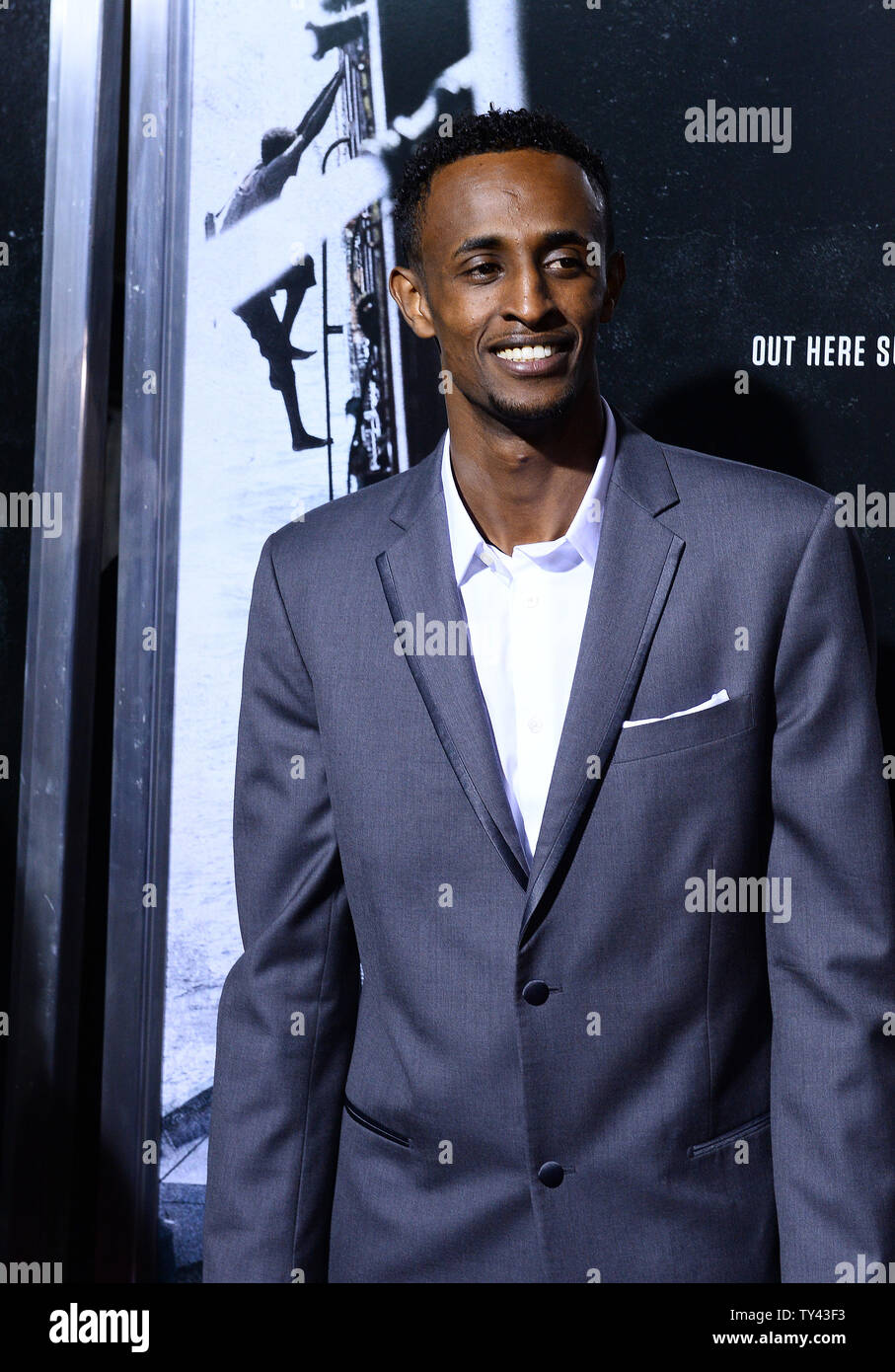 Membro del cast Faysal Ahmed assiste la premiere del percorso biografico motion picture thriller 'Capitano Phillips' alla Academy of Motion Picture Arts & Sciences di Beverly Hills, la California il 30 settembre 2013. Il film è la storia vera di un Capitano Richard Phillips e Stati Uniti contrassegnato MV Maersk Alabama il dirottamento di 2009 da pirati somali. L'Alabama è stato il primo americano nave da carico per essere dirottato in duecento anni. UPI/Jim Ruymen Foto Stock