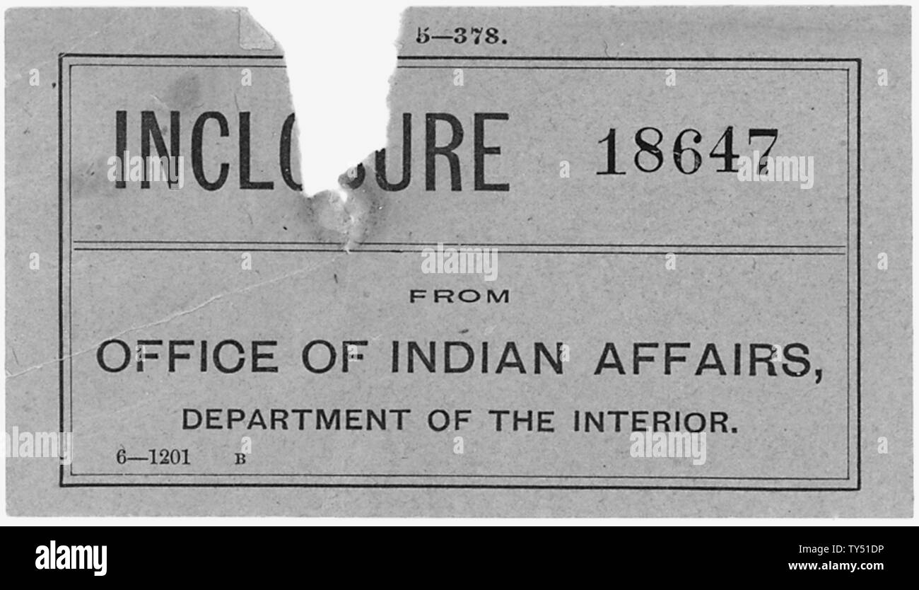 Dall ufficio di affari indiani.; Portata e contenuto: Involucro 18647. Foto Stock