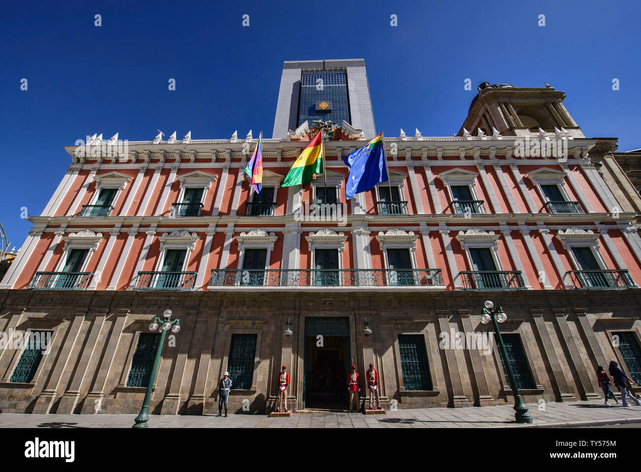 Il palazzo Quemado governo ufficiale residence, La Paz, Bolivia Foto Stock
