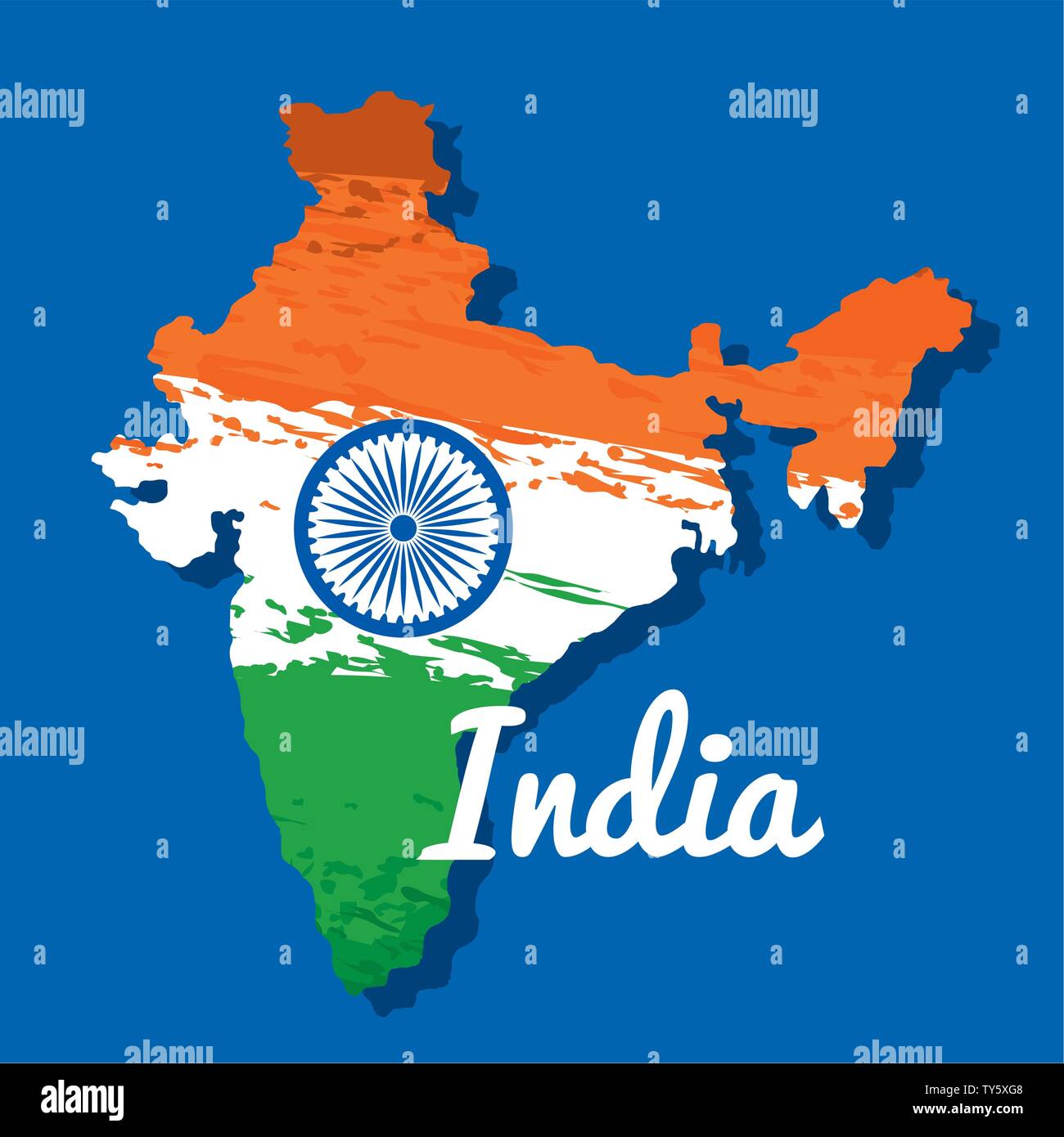 Il patriottismo india mappa e bandiera nazionale Illustrazione Vettoriale