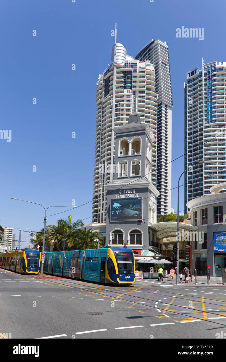 Light Rail - tram sulla Gold Coast di Queensland in Australia Foto Stock