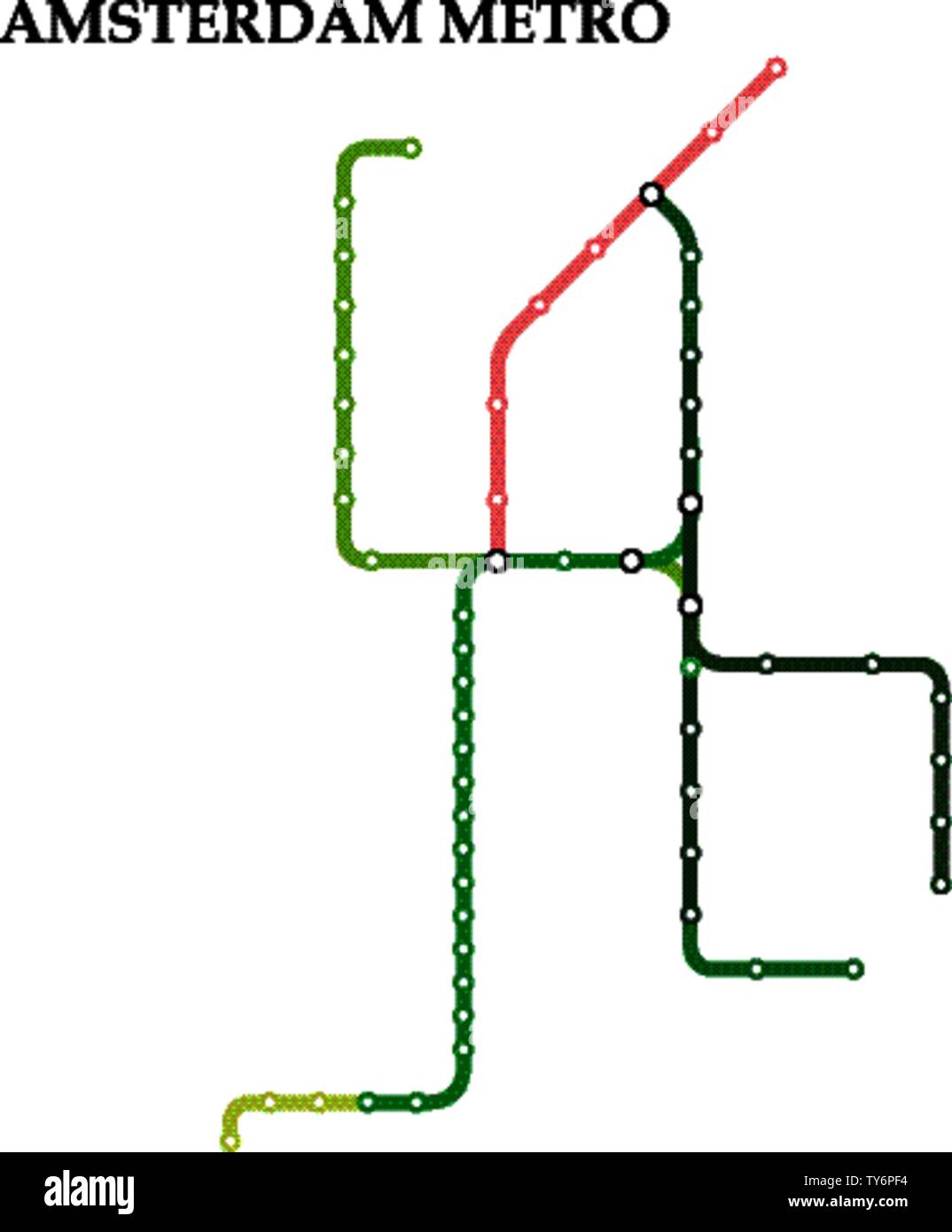 Mappa della metropolitana di Amsterdam, alla metropolitana, Modello di