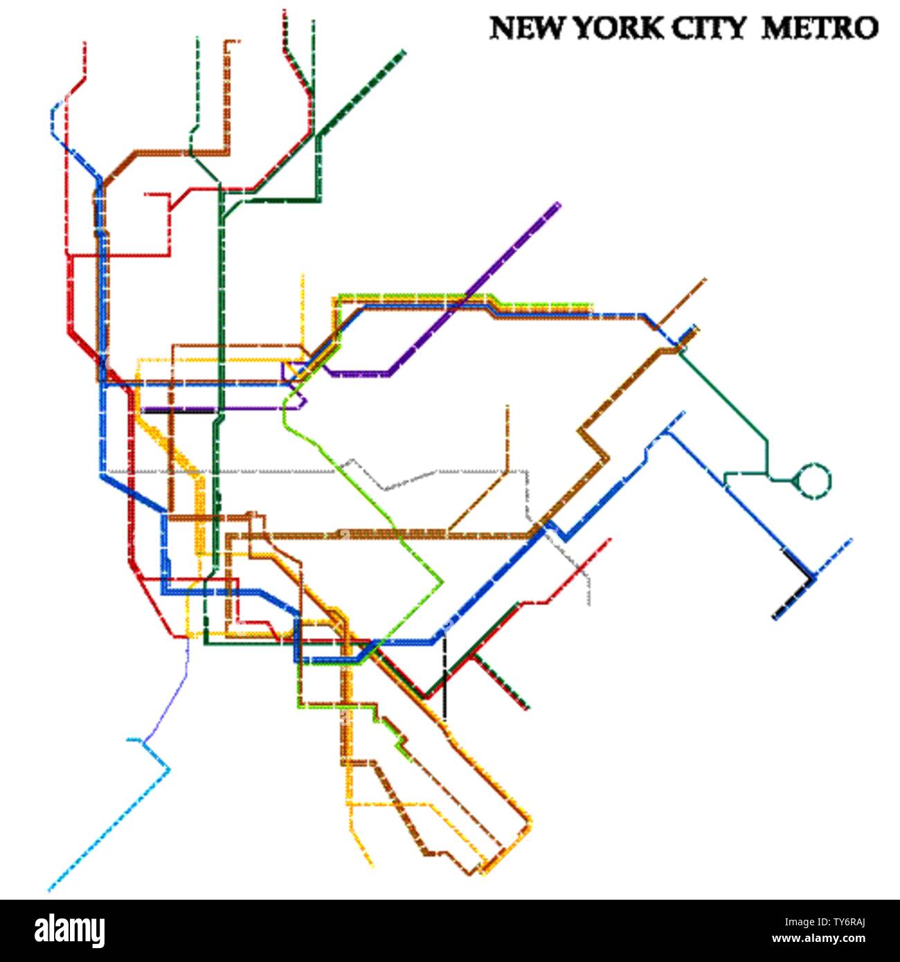 Mappa della città di New York Metro, alla metropolitana, Modello di città  di schema di trasporto per strada della metropolitana Immagine e Vettoriale  - Alamy