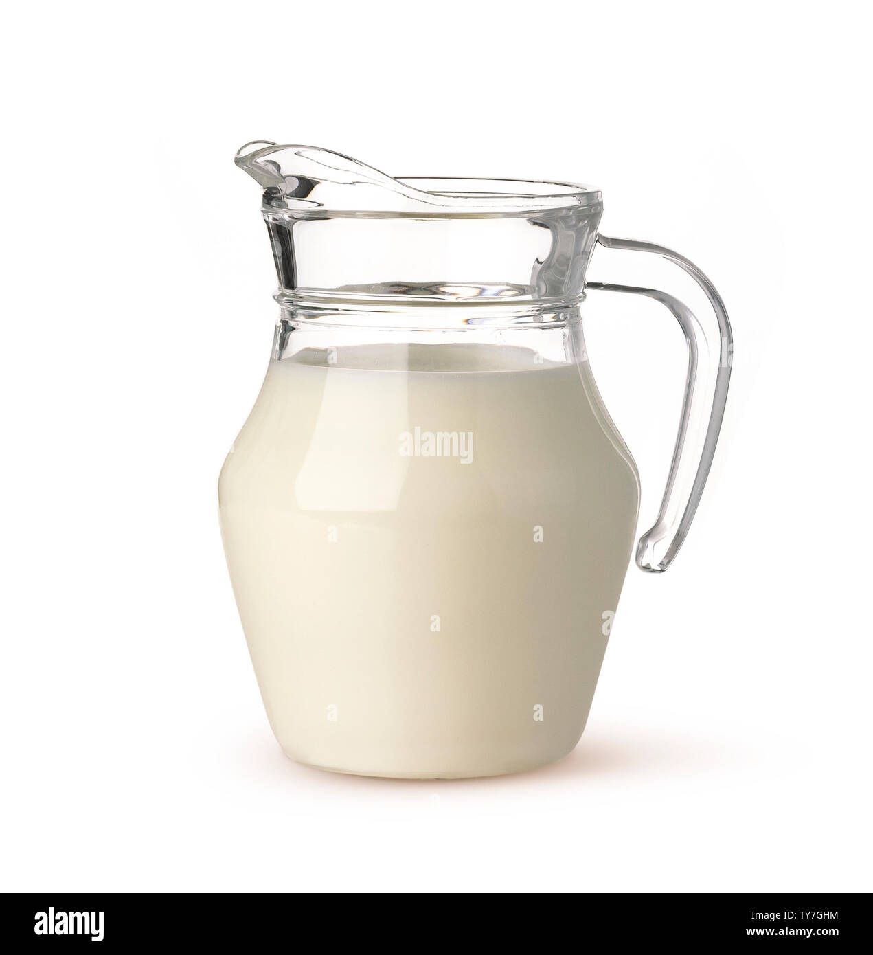 Brocca del latte isolato su sfondo bianco Foto Stock