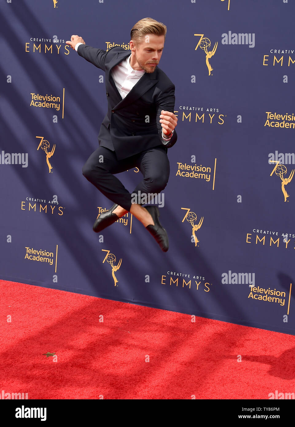 Derek Hough, assiste il Creative Arts Emmy Awards presso il Microsoft Theatre di Los Angeles il 9 settembre 2018. Foto da Gregg DeGuire/UPI Foto Stock