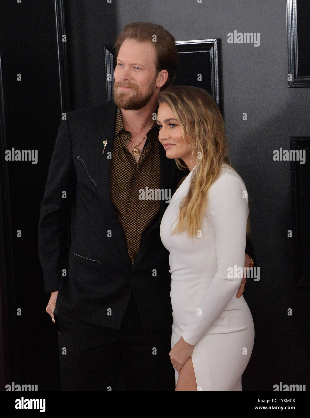 Brittney Marie Cole e Brian Kelley arrivano per la 61Annual Grammy Awards tenutosi presso Staples Center a Los Angeles il 10 febbraio 2019. Foto di Jim Ruymen/UPI Foto Stock