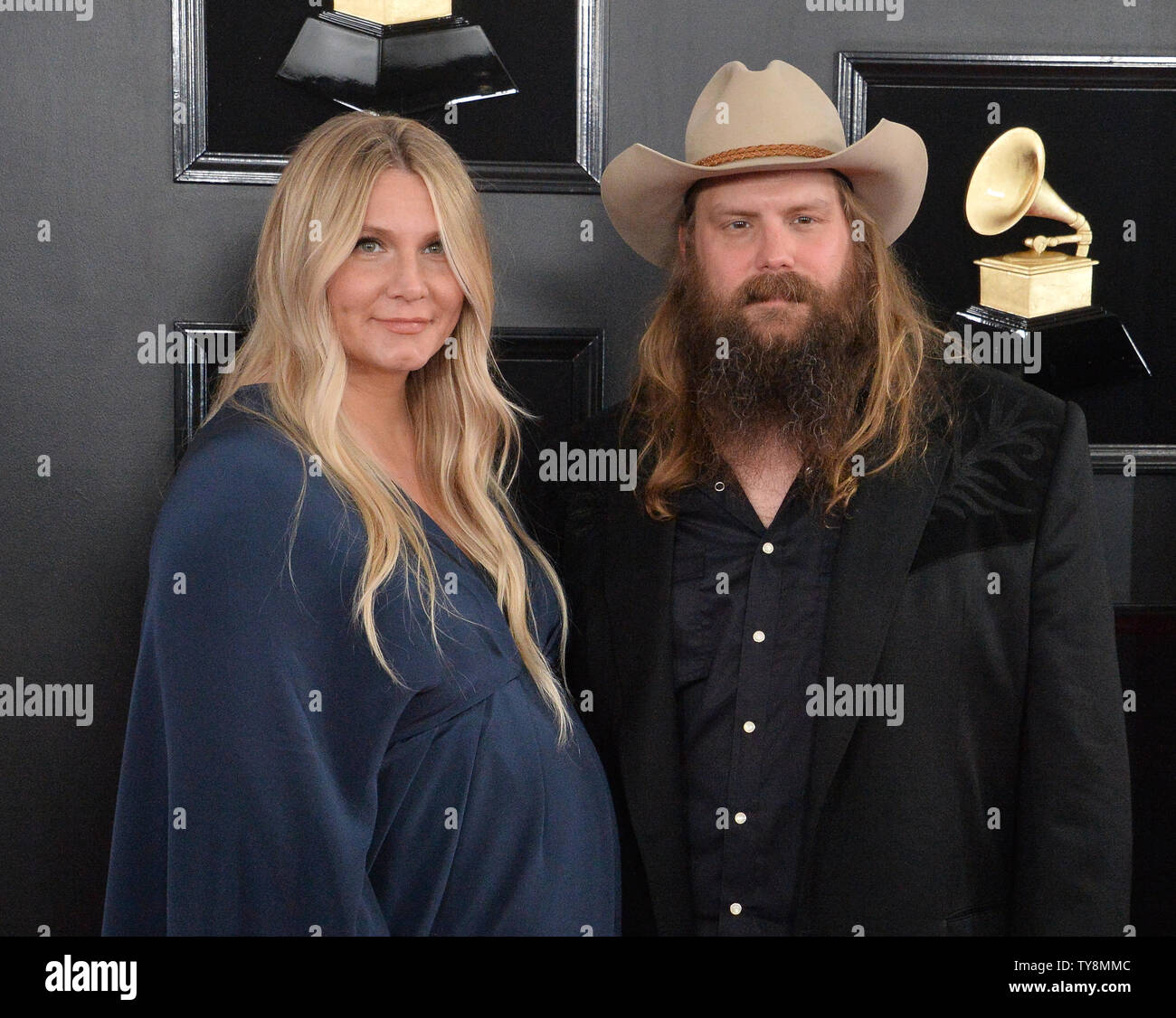 Chris Stapleton (R) e Morgane Stapleton arrivare per la 61Annual Grammy Awards tenutosi presso Staples Center a Los Angeles il 10 febbraio 2019. Foto di Jim Ruymen/UPI Foto Stock