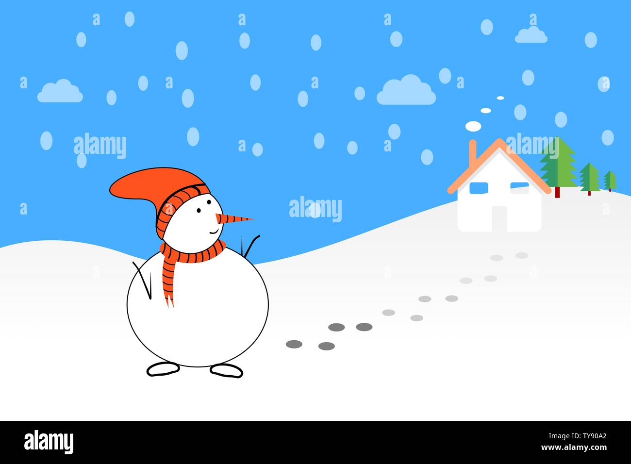 La realizzazione di un pupazzo di scena, un felice anno nuovo e un buon Natale illustrazione. Foto Stock