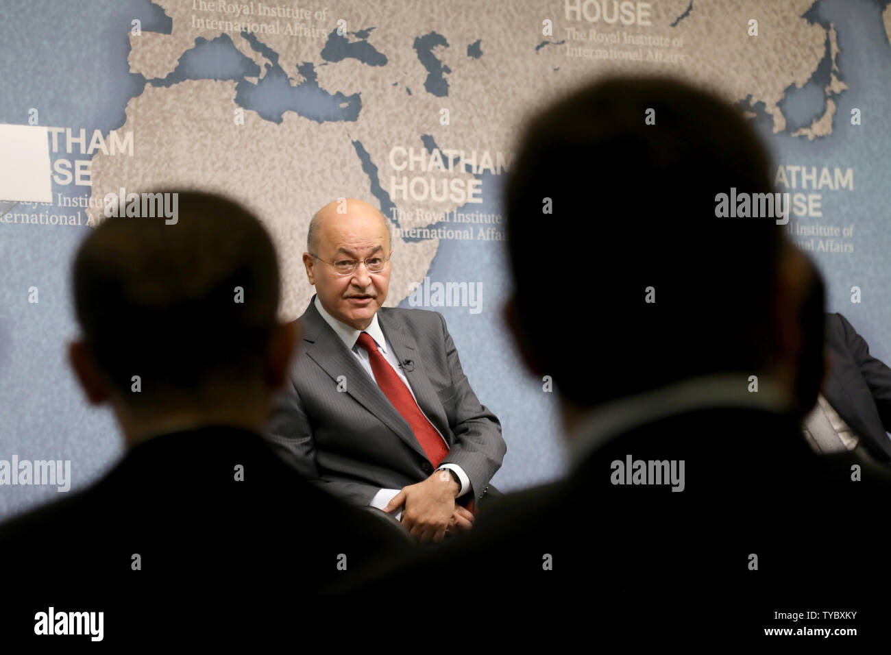 London / UK - Giugno 22, 2019: Barham Salih, Presidente dell'Iraq, dà un discorso sul suo ruolo del paese in Medio Oriente, a Chatham House think-tank Foto Stock