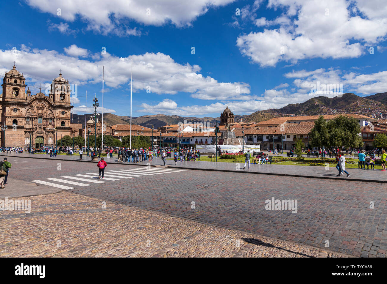 La chiesa di La Compania de Jesus in Plaza de Armas in Cusco, Perù, Sud America Foto Stock