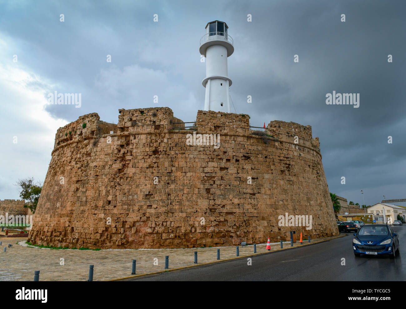 Leuchtturm, Canbulat-Bastion, Famagosta,Tuerkische Republik Nordzypern Foto Stock
