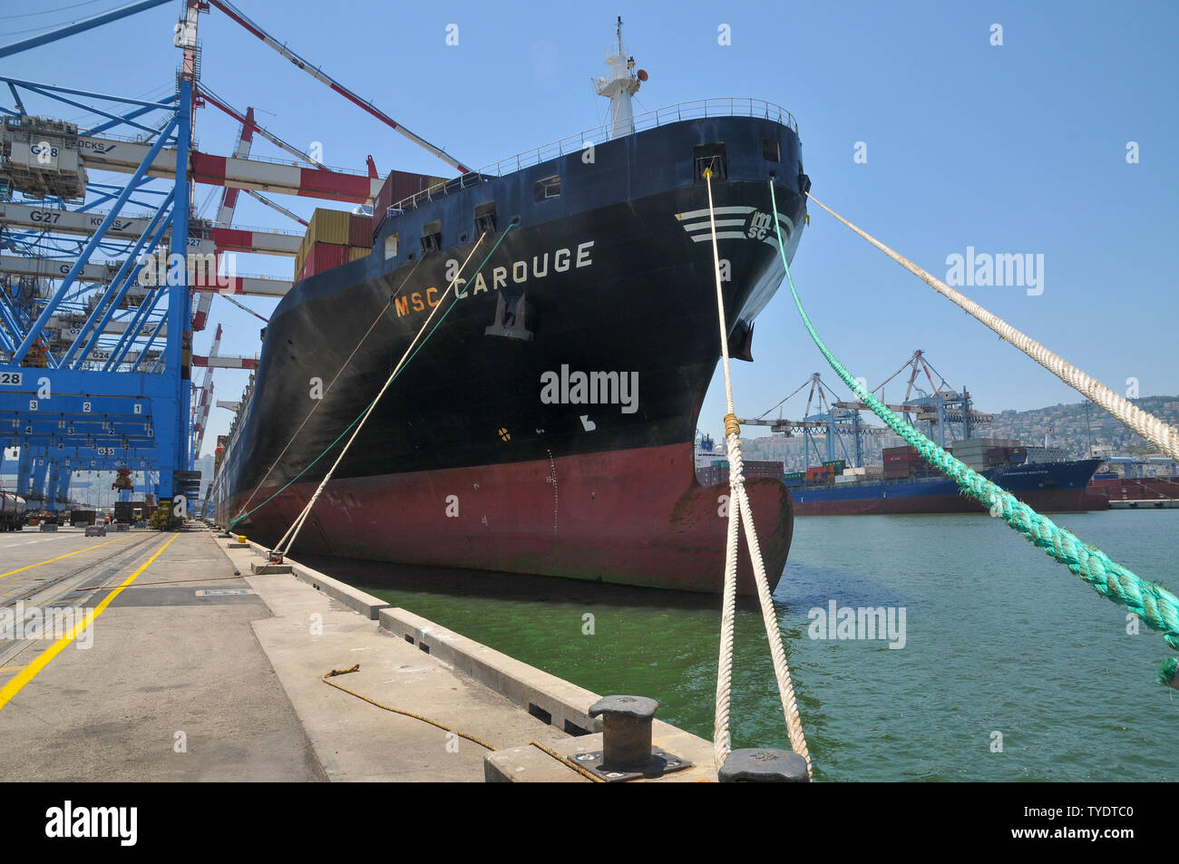 La MSC Carouge è una nave portacontainer costruite nel 2007 dalla Daewoo Mangalia Heavy Industries in Mangalia, Romania e attualmente gestiti dal Mediterraneo Foto Stock