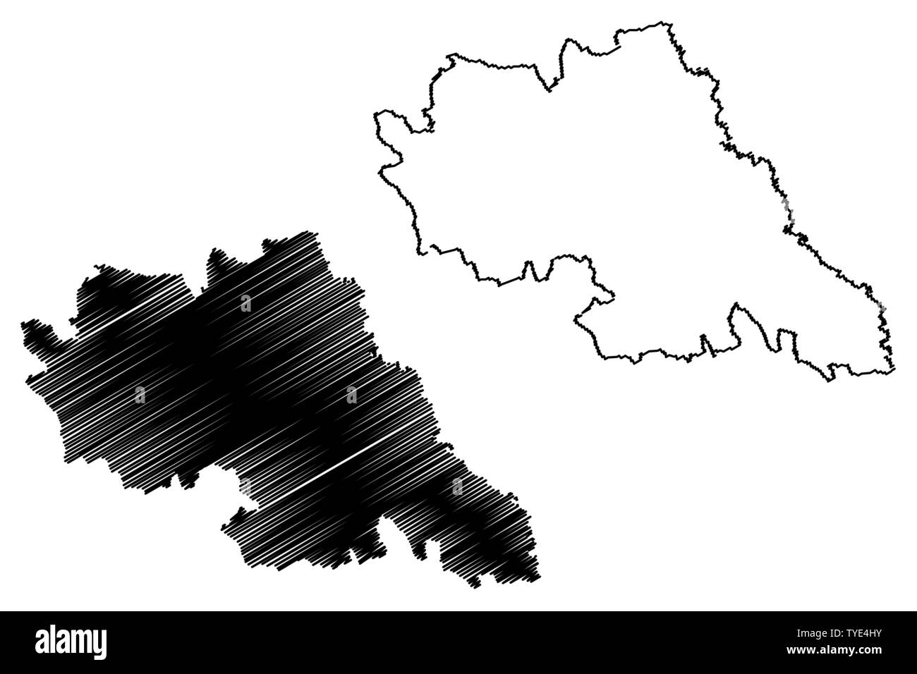 Iasi contea (divisioni amministrative della Romania, Nord-Est regione di sviluppo) mappa illustrazione vettoriale, scribble schizzo Iasi mappa Illustrazione Vettoriale