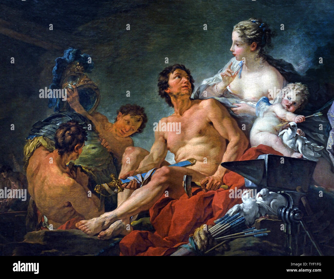 Le fucine di Vulcan 1742 da BOUCHER Francois 1703-70 Francia francese ( Vulcan è il dio del fuoco nella mitologia romana. Il suo equivalente greco è il dio Efesto. Egli è il figlio di Giove e Giunone e il marito di Venere. ) Foto Stock